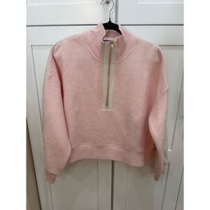 CALIA Women Pink Quilted Quarter Zip Pullover Sweatshirt WAX99H Small